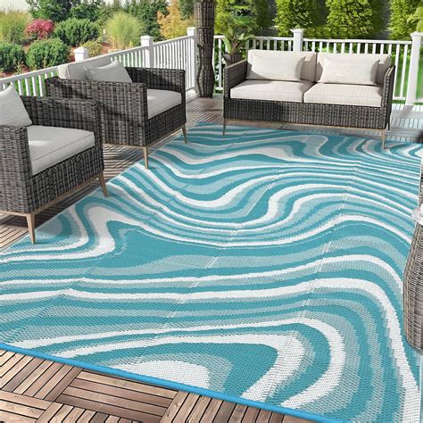 10x14 Large Outdoor Rug Neutral Waterproof Rug for Camping, Reversible ...