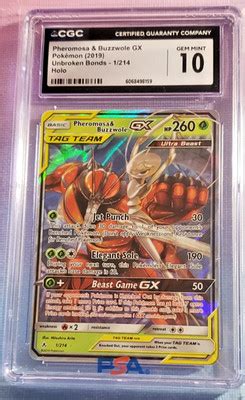 2019 POKEMON PHEROMOSA & BUZZWOLE GX #1/214 UNBROKEN BONDS CGC 10 (A ...