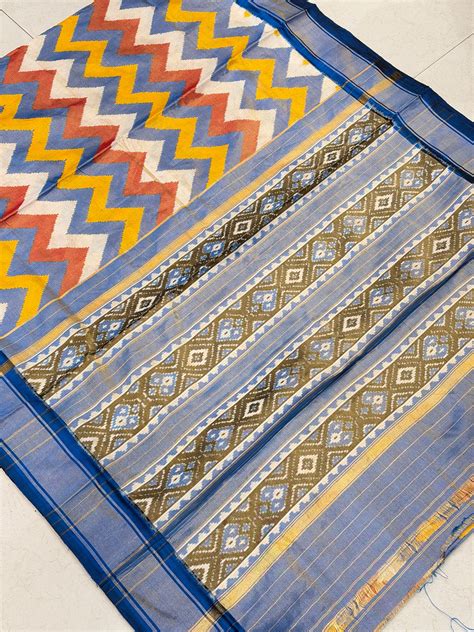 Contemporary Leheriya Tissue Patan Ikat Patola Silk Saree