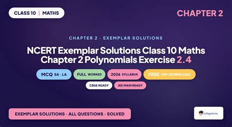 NCERT Exemplar Solutions Class 10 Maths Chapter 2 Polynomials Exercise 2.4