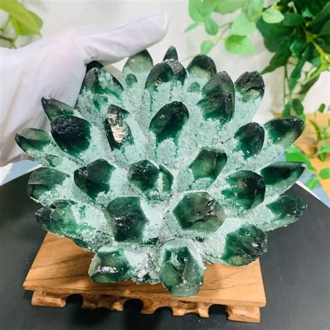 Green Ghost Crystal Cluster Natural Rough Geode Reiki Quartz (New)