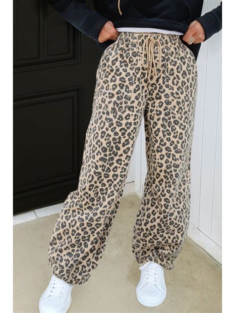 Wholesale LAS Leopard Print Drawstring Pocketed Denim Pants (4-16) for ...