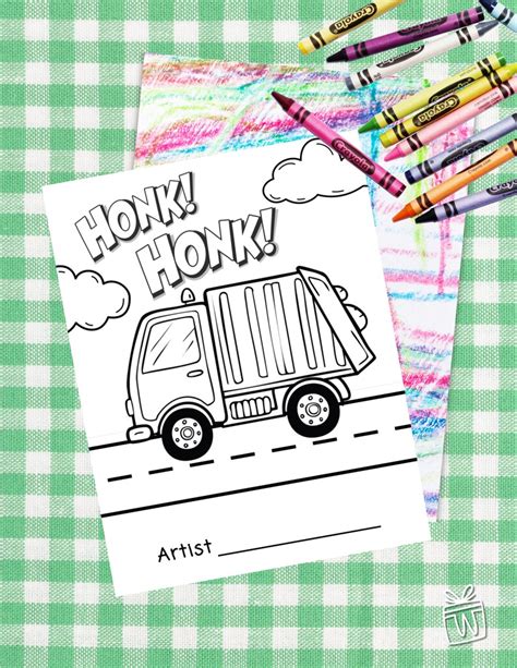 Garbage Truck Coloring Page | Trash Truck Birthday Party Activity ...