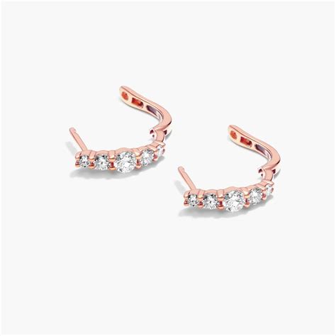 Graduating Hoop Earrings With Lab-Grown Diamonds In 14K Rose Gold By ...