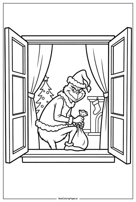 Grinch sneaking in house Coloring Page - Free Printable ...