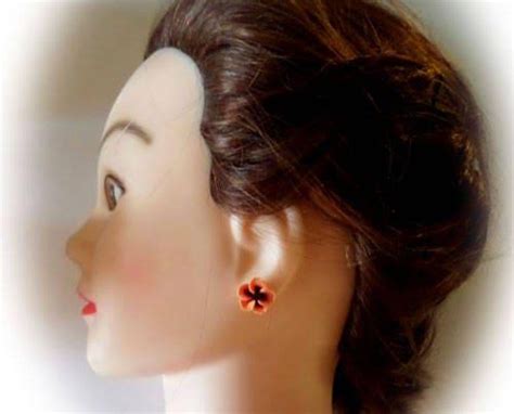 Buy Red Hibiscus Stud Earrings or Clip Ons: Hand Sculpted Clay Flower ...