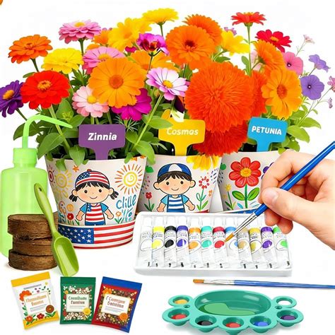 Paint And Plant Flower Growing Gardening Kit With 3 Pots | Desertcart INDIA