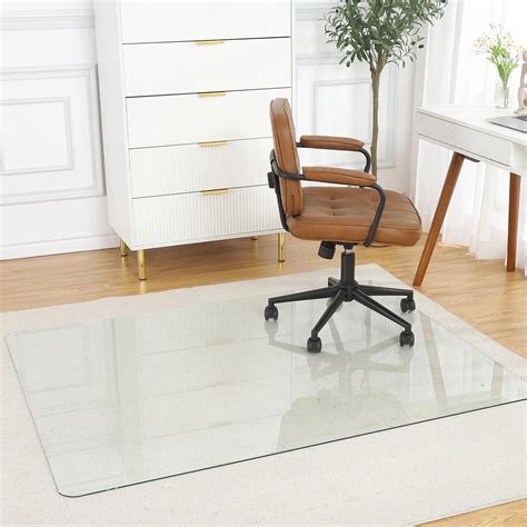 【GARVEE】Tempered Glass Chair Mat 55 x 46 Inch, 0.2 Inch Thick Clear ...