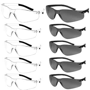 UZLU 10 PCS Safety Glasses Bulk for Men Women ANSI Z87.1 Protective ...