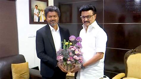 Tamil Nadu Chief Minister Vijay meets ex-CM MK Stalin at his home