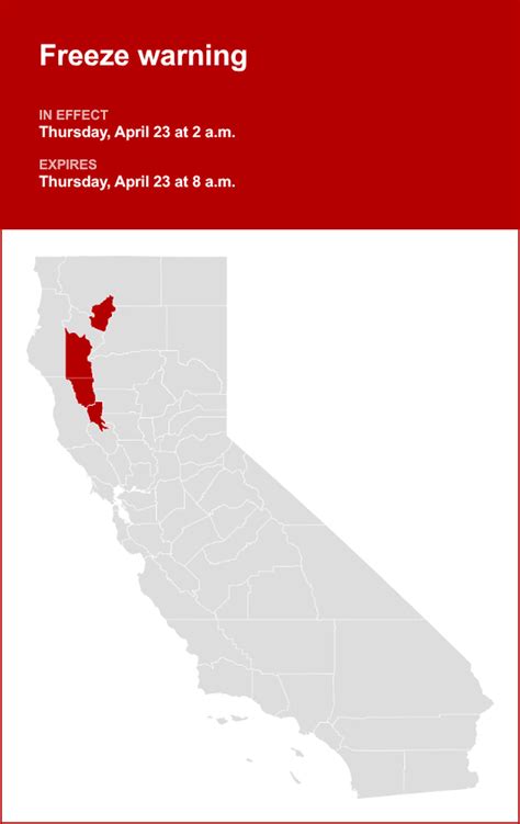 Freeze warning for Northern California for Thursday - temperatures at a ...
