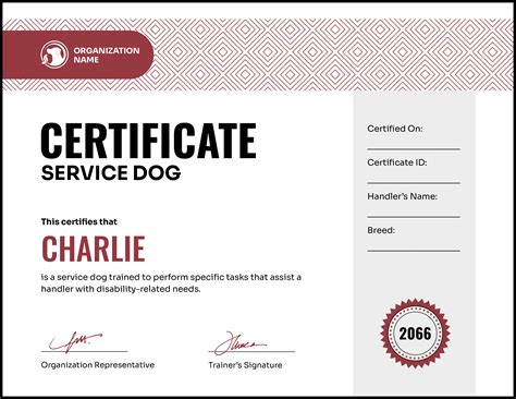 Gold and Dark Grey Service Dog Certificate Template - Highfile