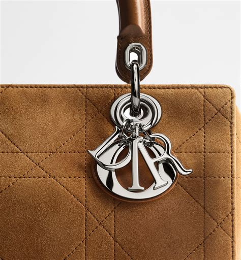 Small Dior Granville Bag Golden Saddle Flat Macrocannage Suede Calfskin | DIOR