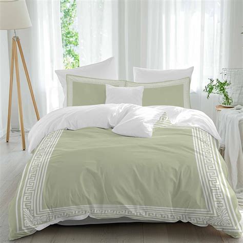 3 Piece Sage Green Greek Key Duvet Cover Set Twin Size,Microfiber ...