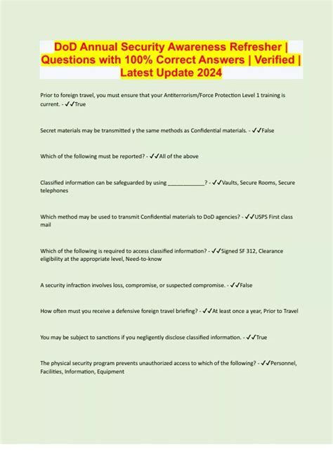 Counterintelligence Awareness And Reporting For Dod Test Answers - The ...