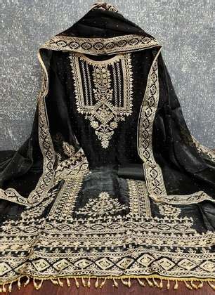 OM international Silk Blend Embroidered, Self Design Salwar Suit ...