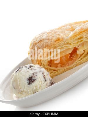 Apple strudel with ice-cream Stock Photo - Alamy