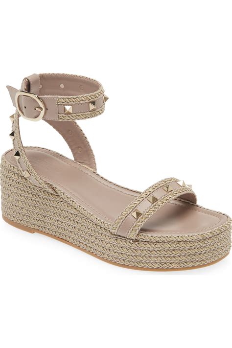 Valentino Garavani Rockstud Torchon Espadrille Wedge Sandal (Women ...