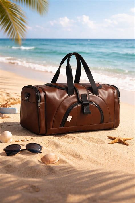 Buy Full Grain Leather Duffle Bag: Brown Weekender, 17" Laptop Travel ...