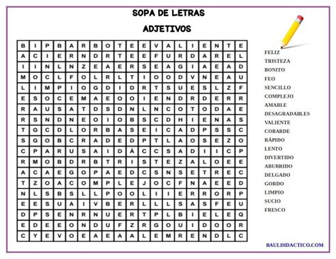 Adjetivos - ESPAÑOL - Baúl Didáctico | Adjetivos, Sustantivos adjetivos ...