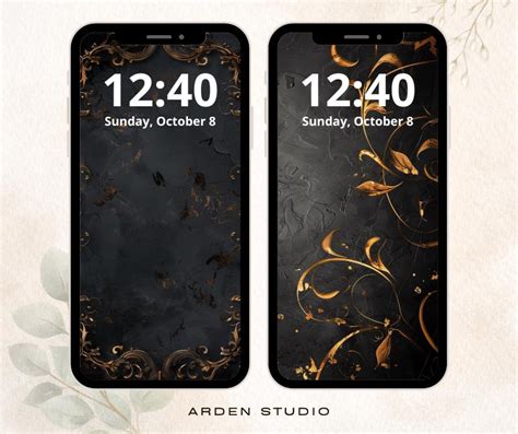 Gothic Phone Wallpaper Pack, Black Gold Baroque Wallpaper, Dark Luxury ...