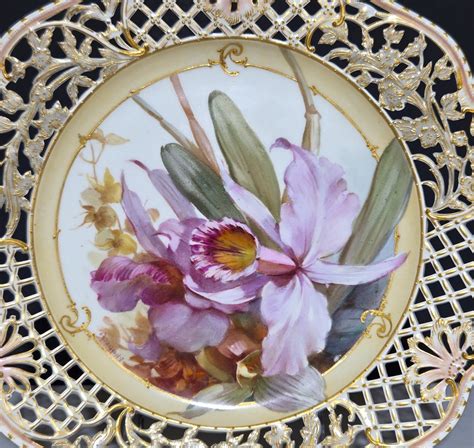 Antique German KPM Berlin Reticulated Porcelain Botanical Flower ...