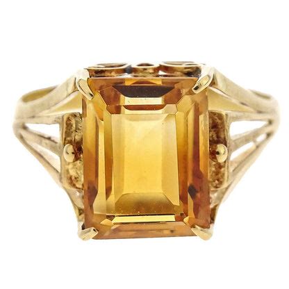 Ring 18K Citrine Gold #52 Jewelry – AMORE Vintage Tokyo