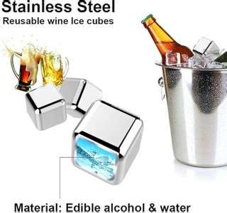 LUVIA Reusable Whiskey Cooling Ice Stones Steel Cube Collection Silver ...