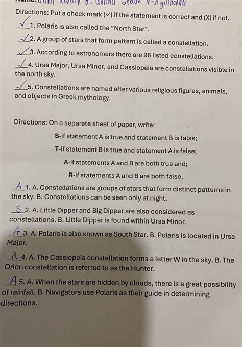 Directions: Put a check mark ( ) if the