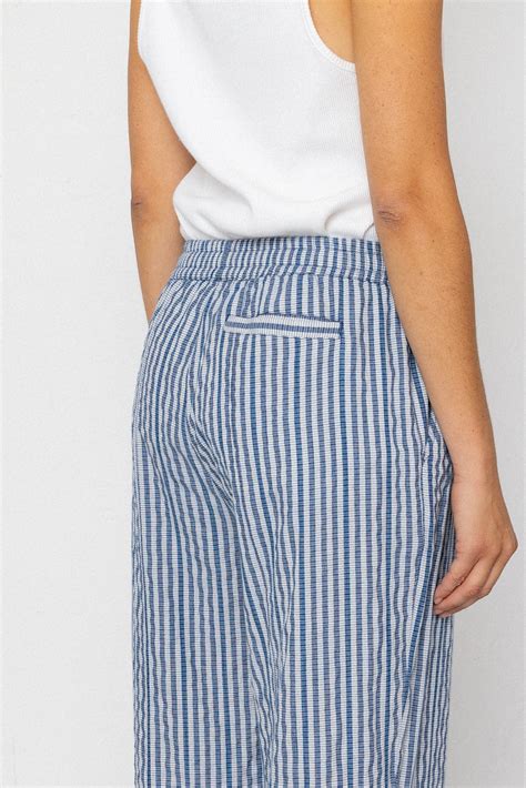 Folk Wide Fit Trousers - Indigo Crinkle Mini Check