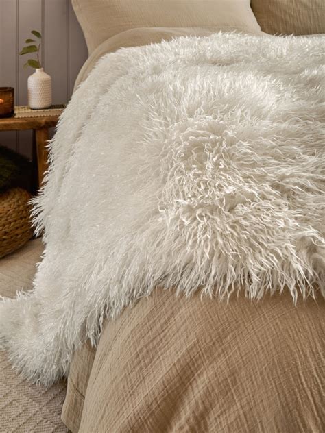Buy Furn Ecru Rowan Faux Fur Throw from Next India