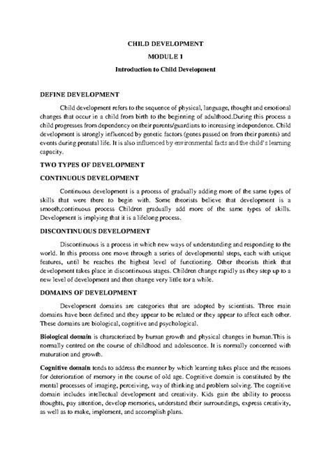 Child Psychology Module 1: Introduction to Child Development - Studocu