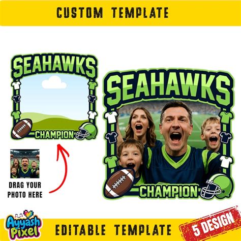 Editable Seahawks Photo Frame Png, Seahawks Champions Bundle PNG ...