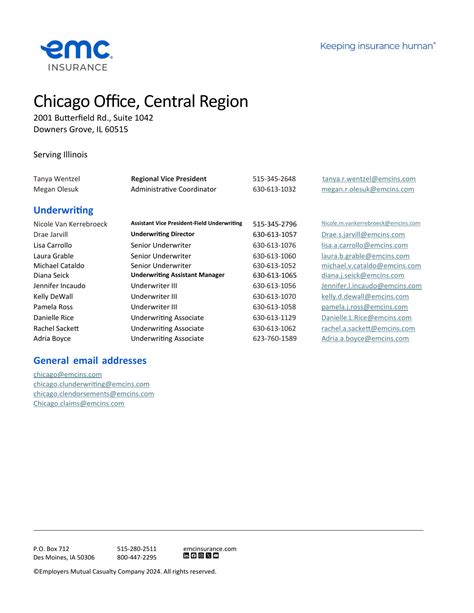 EMC Insurance Chicago Office Contact Information