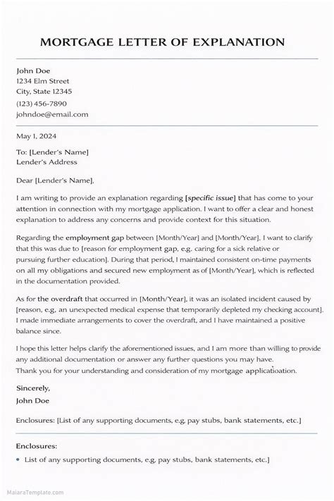Mortgage Letter of Explanation Template (Word)