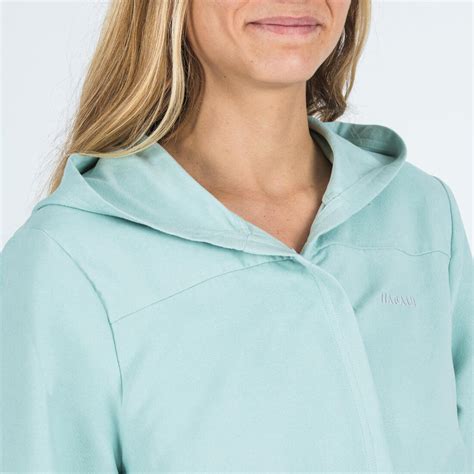 Women’s compact microfibre pool bathrobe with hood light green ...