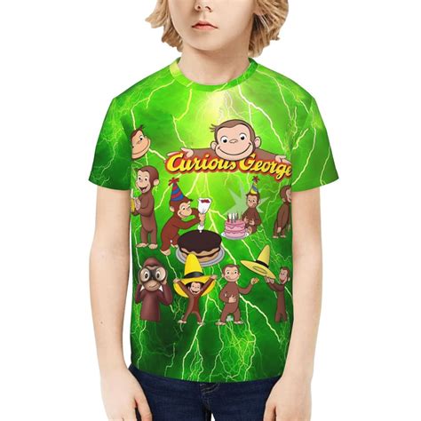 Curious George Kids T-Shirt 3d Printed Graphic T-Shirts Boys And Girls ...