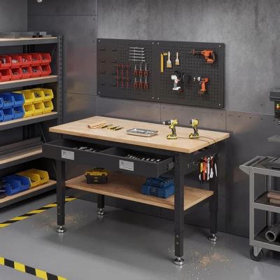 AMERLIFE 48" Heavy Duty Workbench with Drawer & Pegboard, Adjustable ...