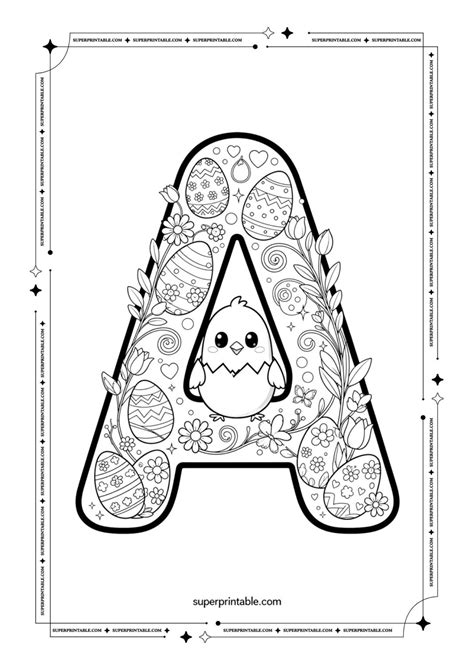 Floral Easter Spring Alphabet Coloring Pages (Free PDF)
