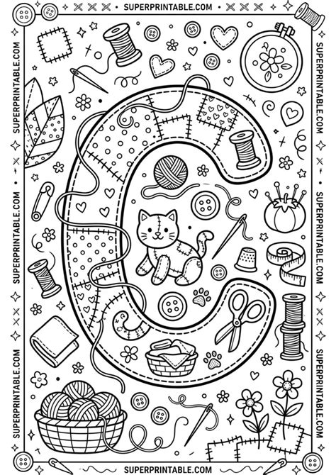 Sewing & Crafting Alphabet Coloring Pages (Free Printable PDF ...