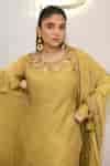 Buy Yellow Tissue Embroidery, Tassels, Zari Round Neck Hand Kurta ...