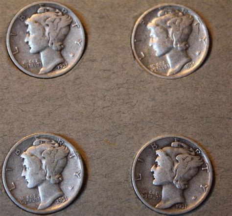 Set of 4 - 1931 S mercury Dimes ... set #1 | #1855885109