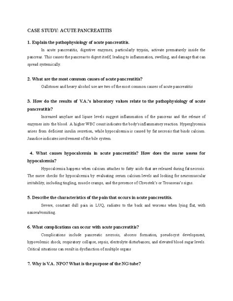 CT1 - B.A.L - Case Study on Acute Pancreatitis Pathophysiology - Studocu