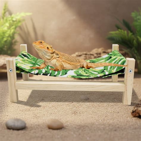 Bearded Dragon Bed, Wooden Reptile Sleeping Hammock, Tank Accessories ...