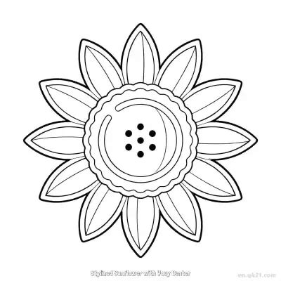 Cartoon Sunflower with Grid Center Coloring Page - Free Printable ...