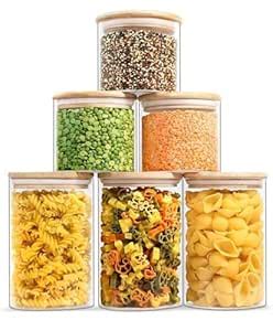Buy PRICE BEATER Set of 6 Glass Jars Containers, Airtight Food Storage ...