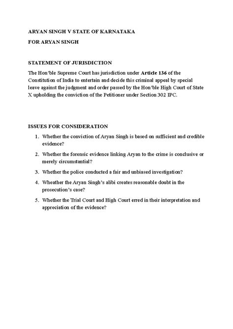 Aryan Singh V State of Karnataka: Jurisdiction & Evidence Analysis ...