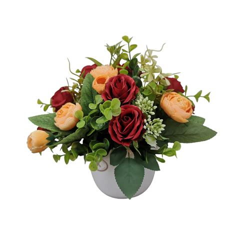 Aranjament floral cu flori artificiale, 22x19 cm, Dady, cu ranunculus ...