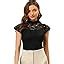 Allegra K Women's Lace Keyhole Back Top Short Sleeve Stand Collar Semi ...