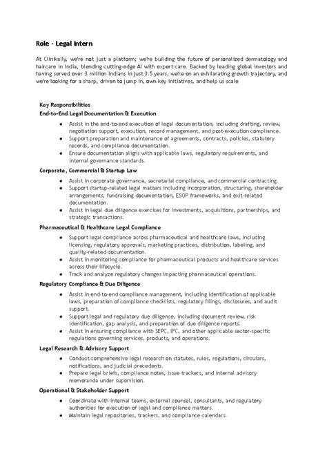 Legal Intern - JD: Key Initiatives in Legal Documentation and ...